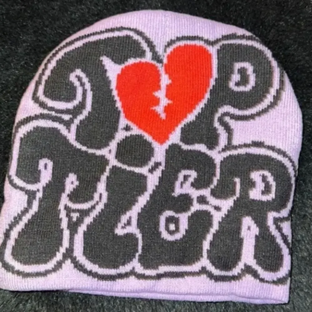 Top Tier Purple Beanie with Red Heart